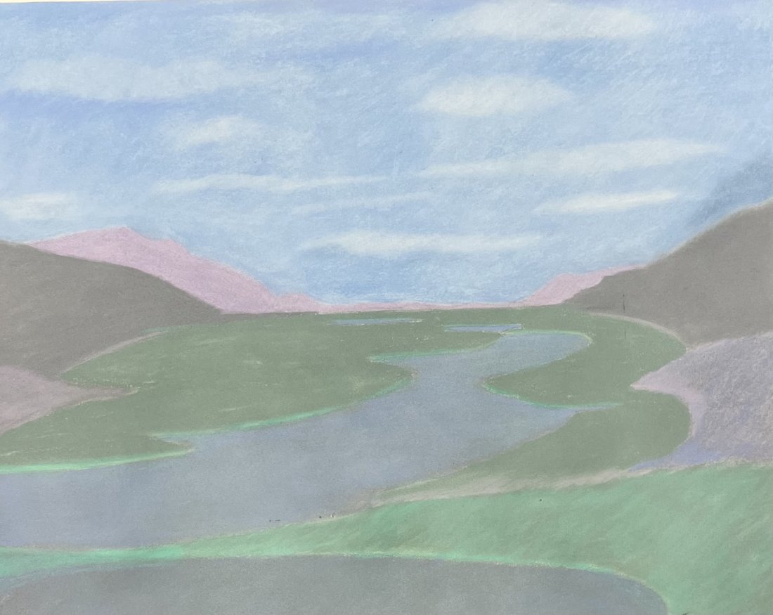 MALCOLM H PRESTON (1920-2001, American) Marsh Motif #4: Pastel on paper in acrylic frame 30 x 24 in.