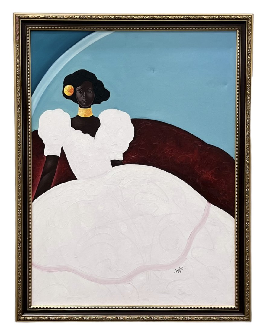 Dominican Modernist Portrait Of A Woman In A Wedding Dress, Signed (1 of 3)