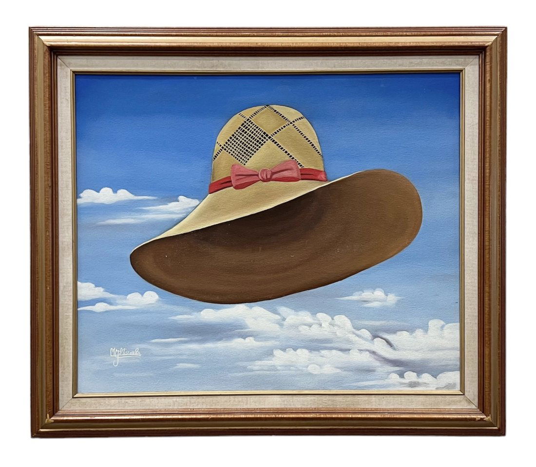 Naive Haitian Modernist Hat Painting Signed (1 of 3)