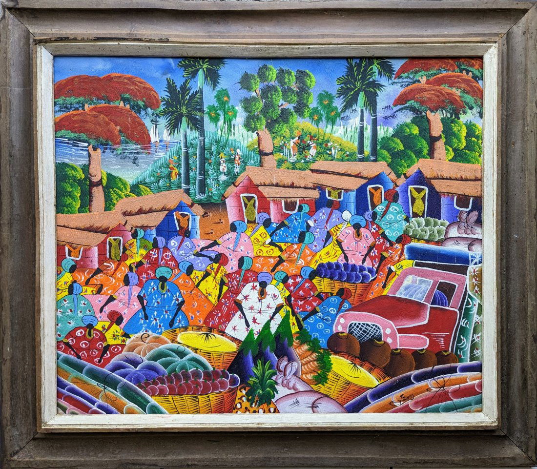 Jean (20th c, Haiti) Village scene (1 of 4)