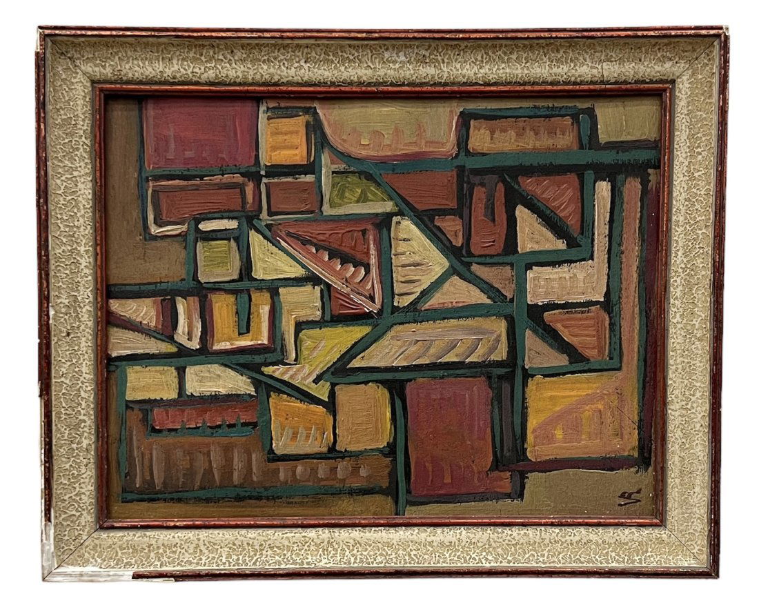 French School Cubist Abstract Painting, Signed (1 of 3)
