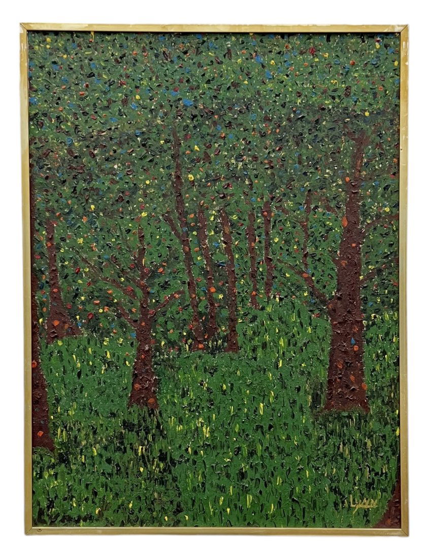 Vintage Modernist Forest Landscape Painting, Signed (1 of 3)