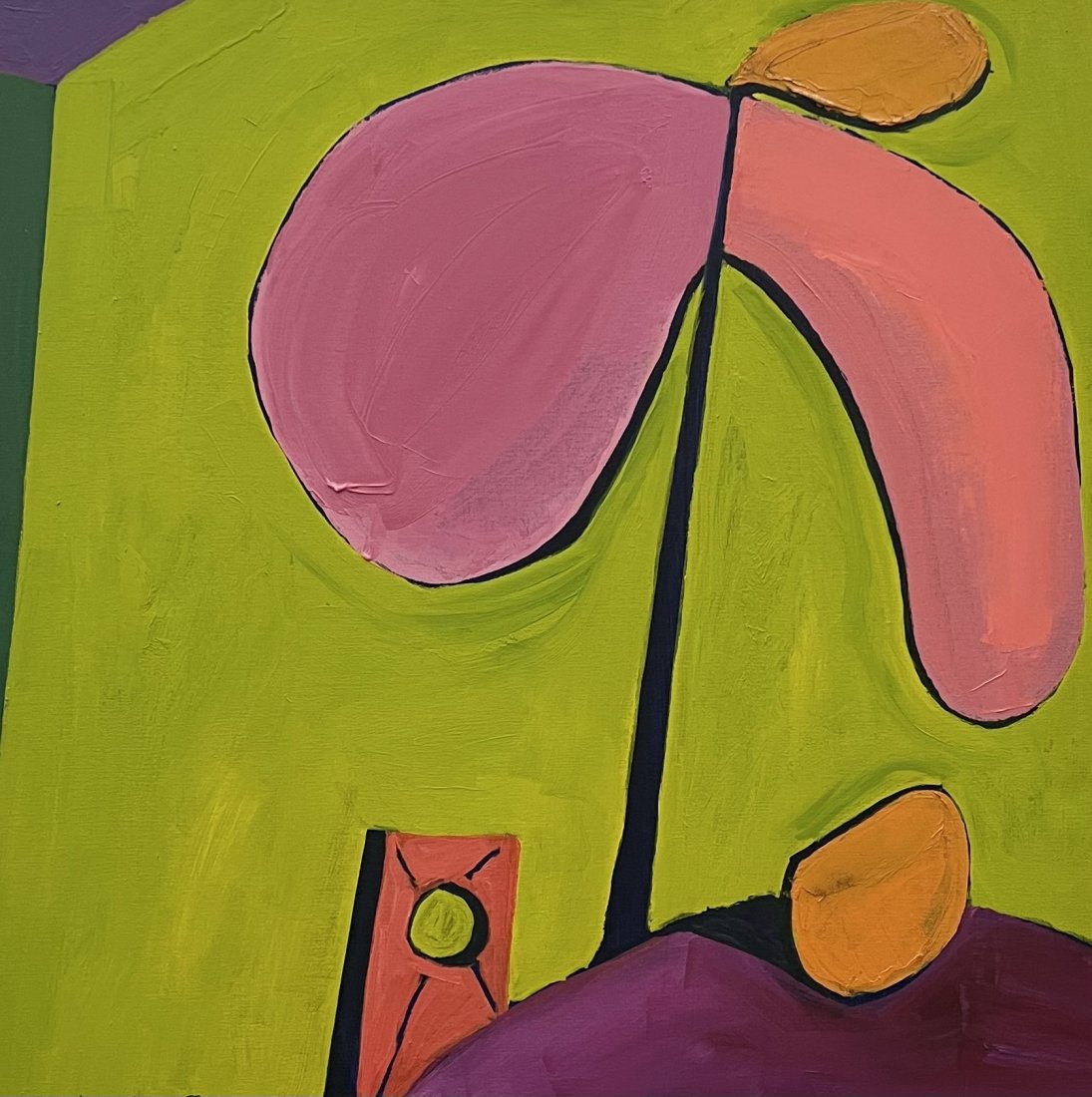 LINDA CHRYSLER (b. 1939, California) Carmel Artist, Abstract: Oil on canvas 30 x 30 in