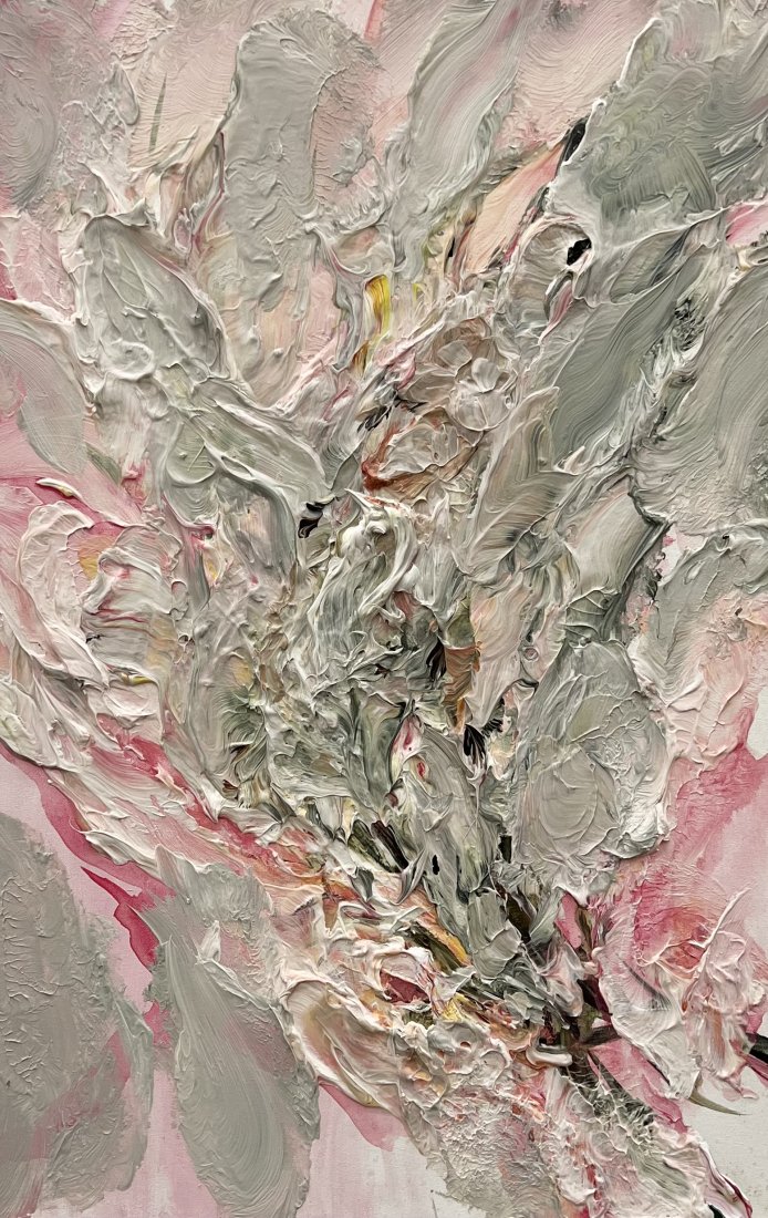 Vintage Texturized Thick Impasto Abstract Painting, Unsigned: Oil on canvas 36 x 24 in