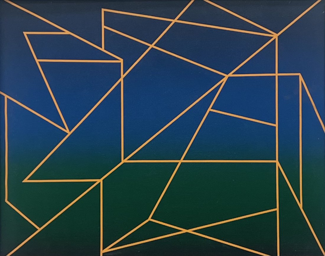 Minimalist Hard Edge Abstract Painting Signed Verso (1 of 4)