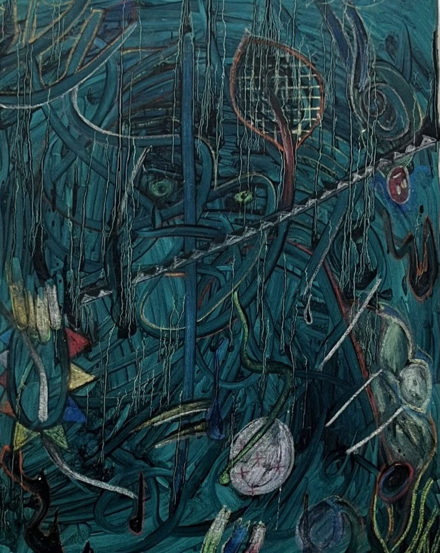 Mid-Century Modern Abstract Painting, Unsigned (1 of 2)