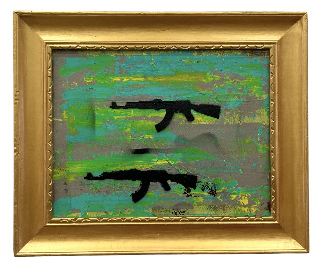 Pop Art Abstract Painting Of Machine Guns (1 of 2)