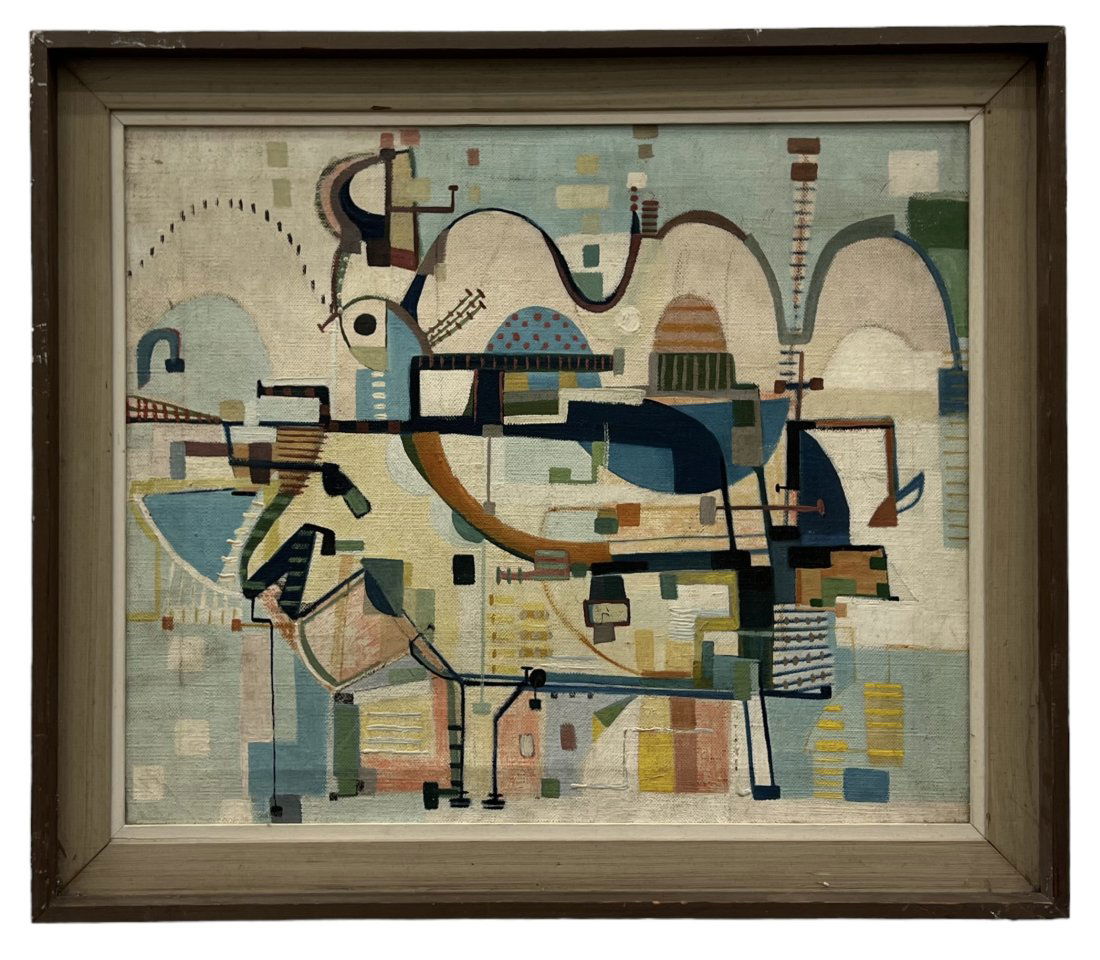 Important Constructivist Cubist  Abstract Painting, Unsigned (1 of 5)