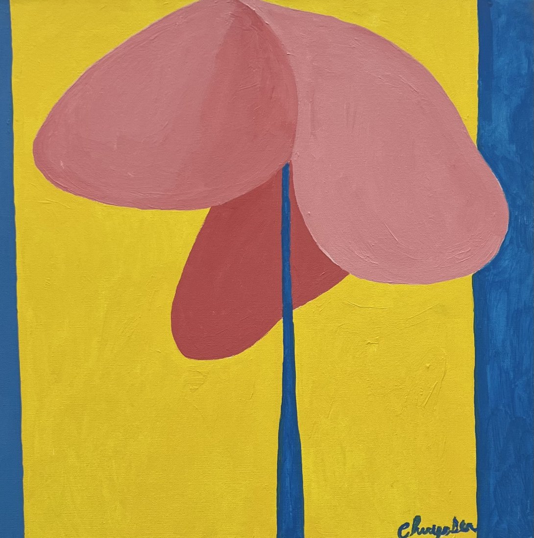 LINDA CHRYSLER (b. 1939, California) Carmel Artist, Abstract: Acrylic on canvas 24 x 24 in