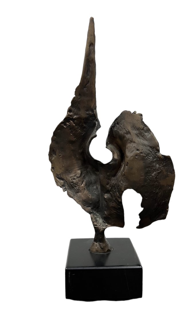 Brutalist Bronze Sculpture: Size 13 x 6 x 4 in