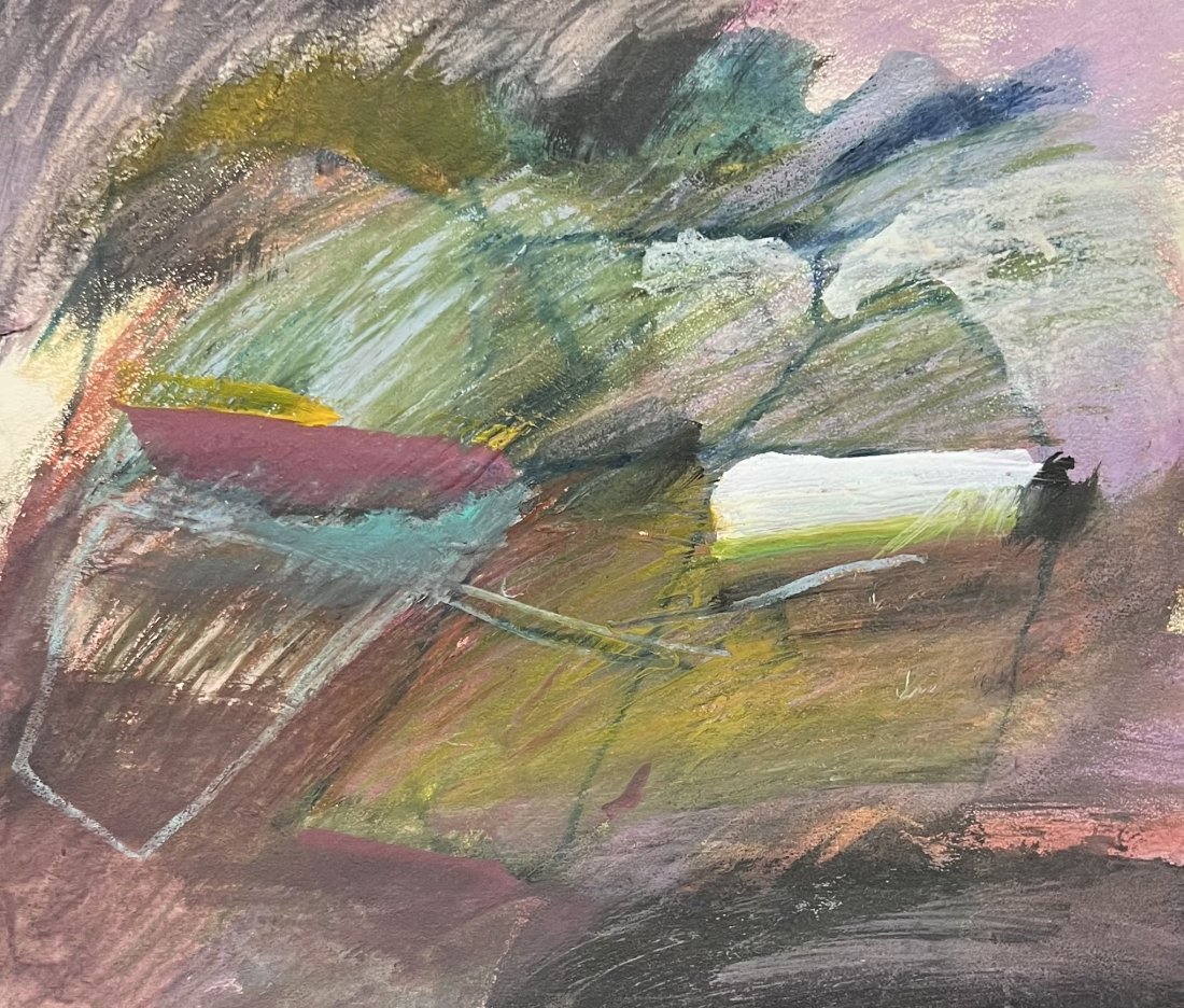 Vintage Abstract Painting , Writing Verso: Mixed media on paper