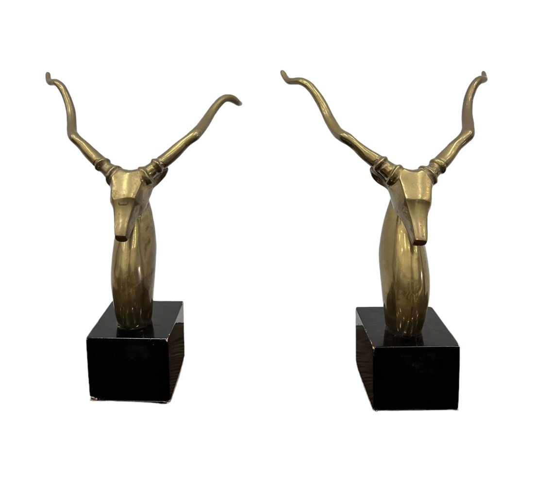 Mid-Century Modern Gazelle Bookends: 10 x 7 x 5.5 in