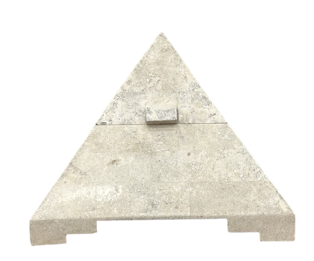 Vintage Mid-Century Pyramid Tessellated Stone Pyramid: Size 12 x 12 x 12 in