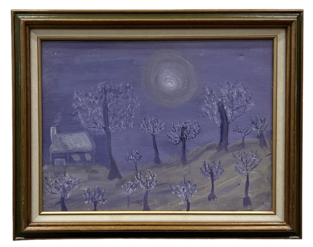 Modernist Landscape Painting Signed Verso: Oil on canvas 16 x 12 in, 20 x 16 in (framed)