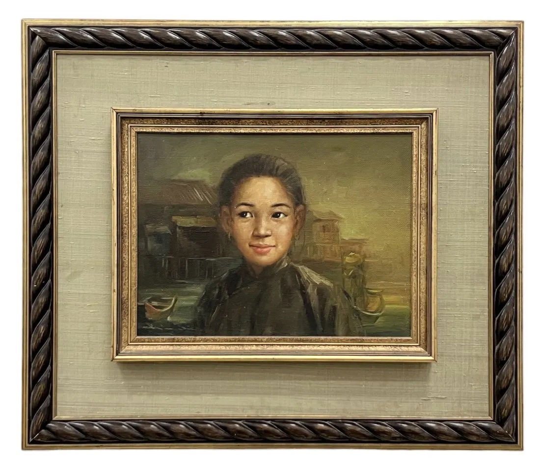 Large Chinese School Impressionist Painting Illegible Signed (1 of 3)