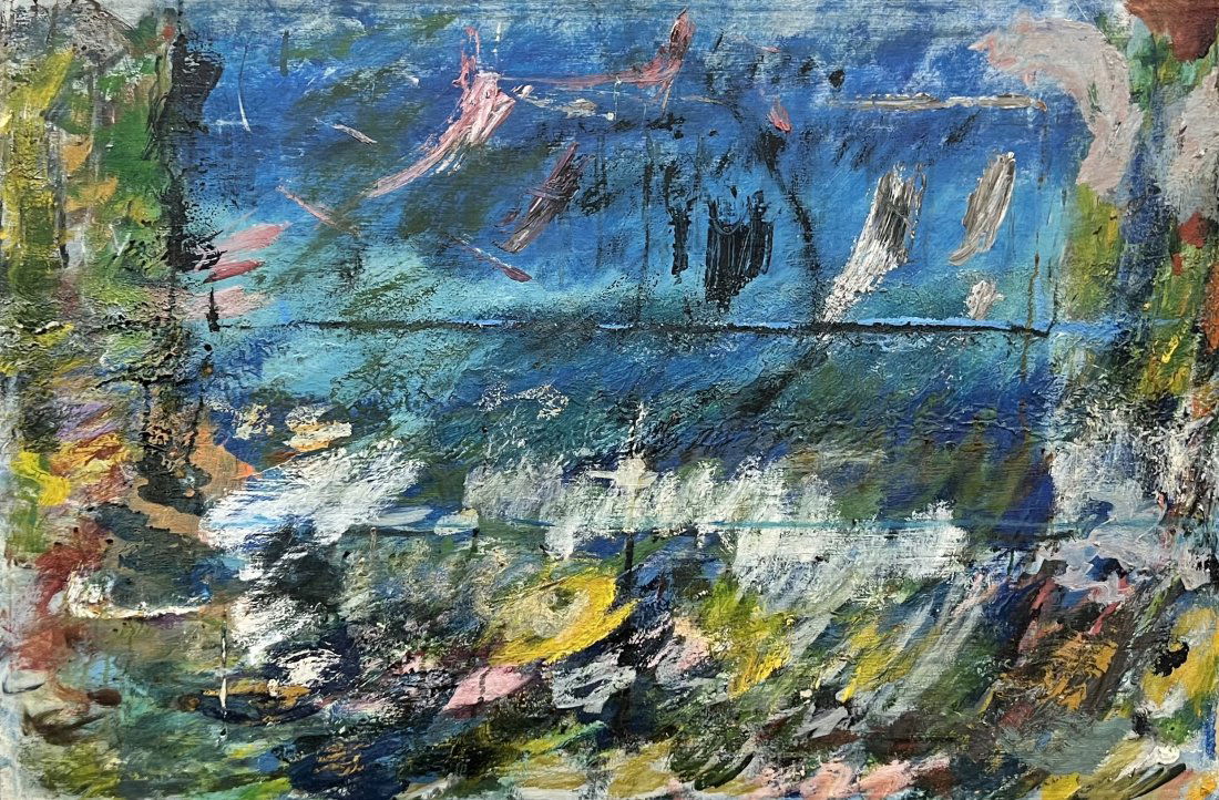 Mid-Century Modern Double Sided Abstract Painting (1 of 2)