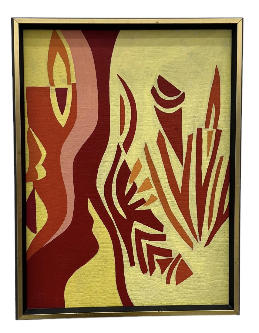 Mid-Century Modern Abstract Painting: Oil on canvas 16 x 12 in