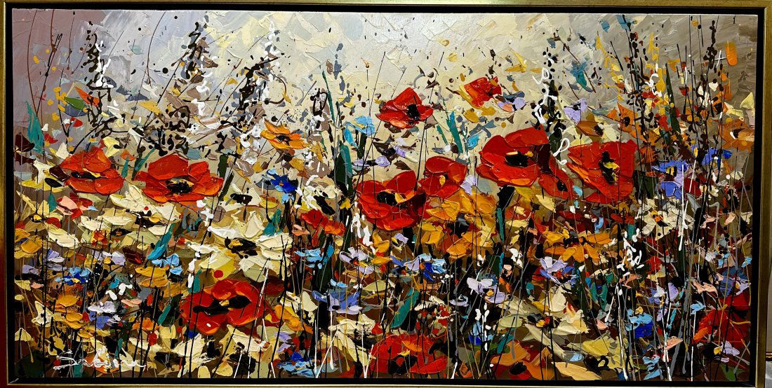 Vintage Floral Painting Signed Sabina (1 of 5)