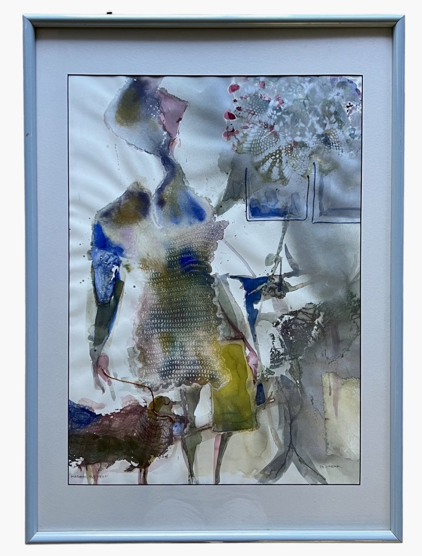 BJ KERR (20th c, American) Abstract: Mixed media on paper 28 x 20 in, 36 x 26 in (framed)