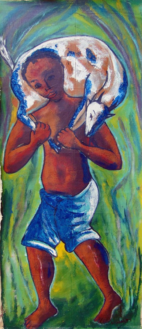 LUCKNER LAZARD (b. 1928, Haiti) Man Carrying Goat (1 of 1)