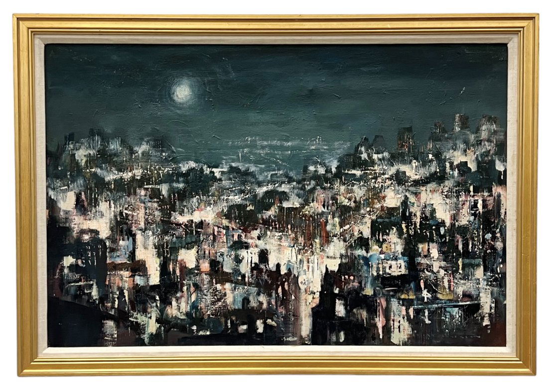 ROBERT PHILLIP ANDERSON (1926-2005, American) "Night Fall", Cityscape (1 of 3)