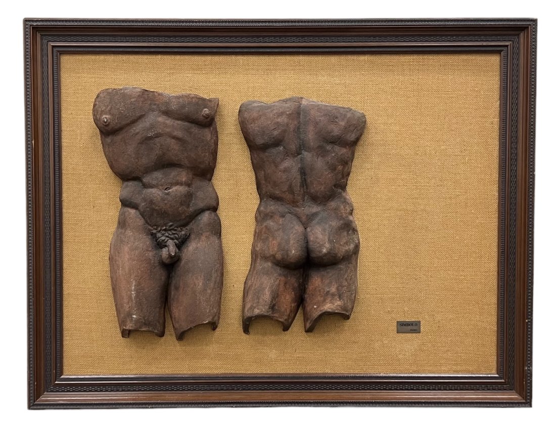 Mid-Century Italian Male Nude Relief Wall Sculpture: 42.5 x 32.5 in