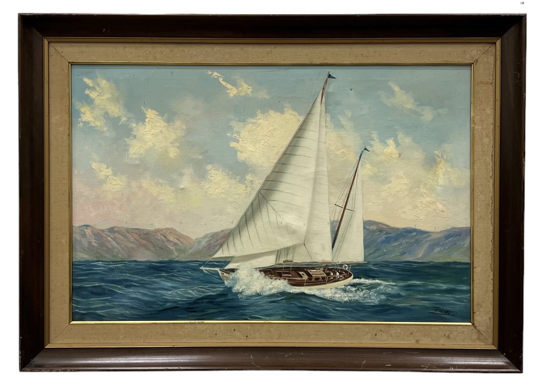 Vintage Italian Clipper Ship Nautical Painting Signed (1 of 4)