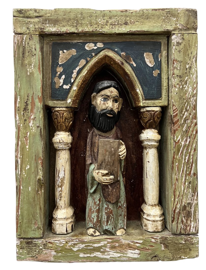 Spanish Colonial Wood Relief Wall Santos Sculpture (1 of 3)