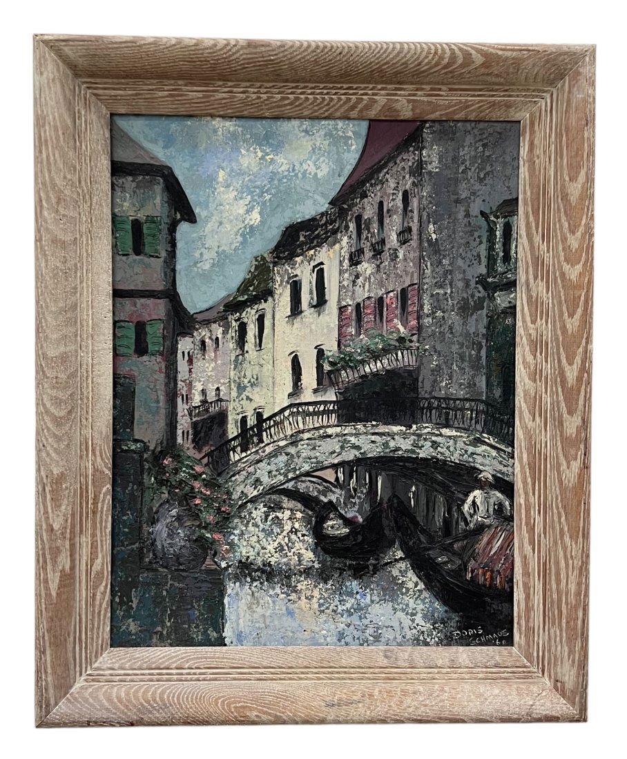 Vintage 1960's Italian Canal Scene Of Venice, Italy, Signed (1 of 3)