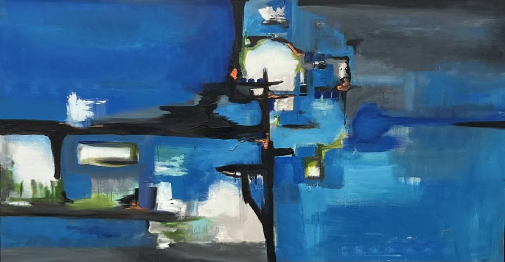 Monumental Abstract Expressionist Painting, Signed (91.5 X 48 In)