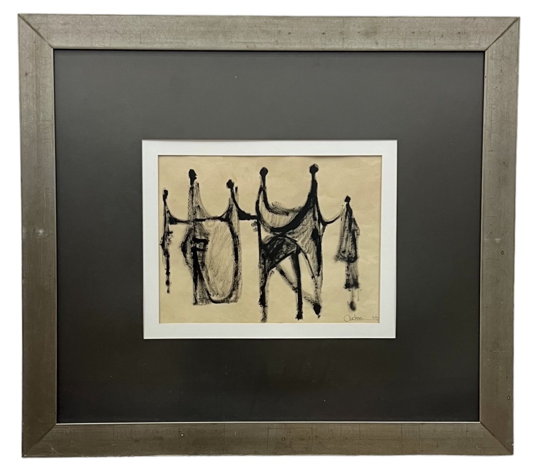 1960's Mexican Modernism Abstract w/ Figures, Signed Unknown Artist (1 of 4)