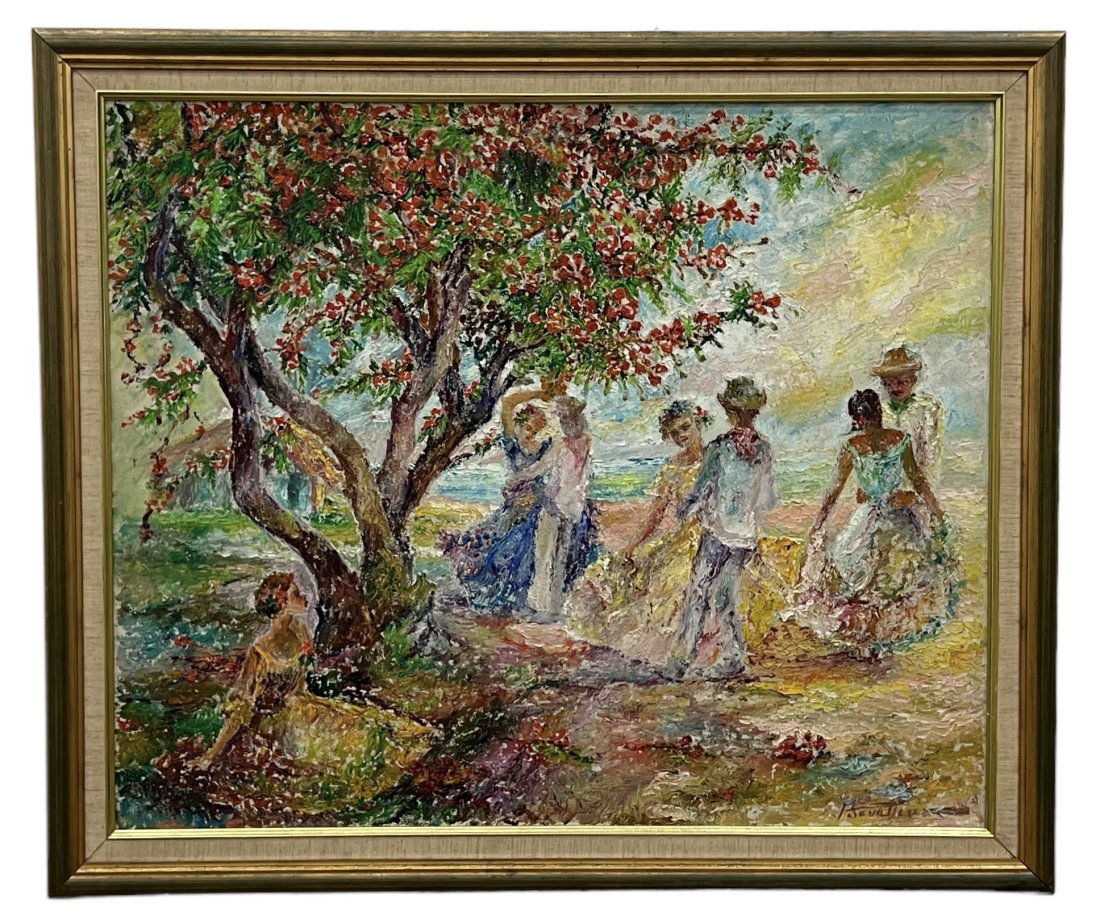 Italian Impressionist Painting Of Dancing Figures In Landscape, Signed (1 of 4)