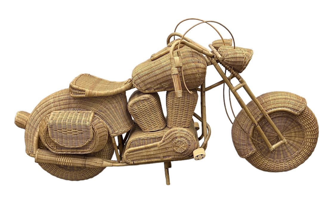 Wicker Rattan Harley Davidson Motorcycle Sculpture (1 of 5)