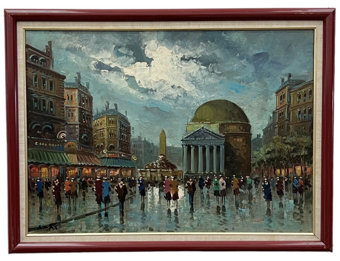 Vintage Tonalist Paris City Scene Signed Unknown Artist (1 of 3)