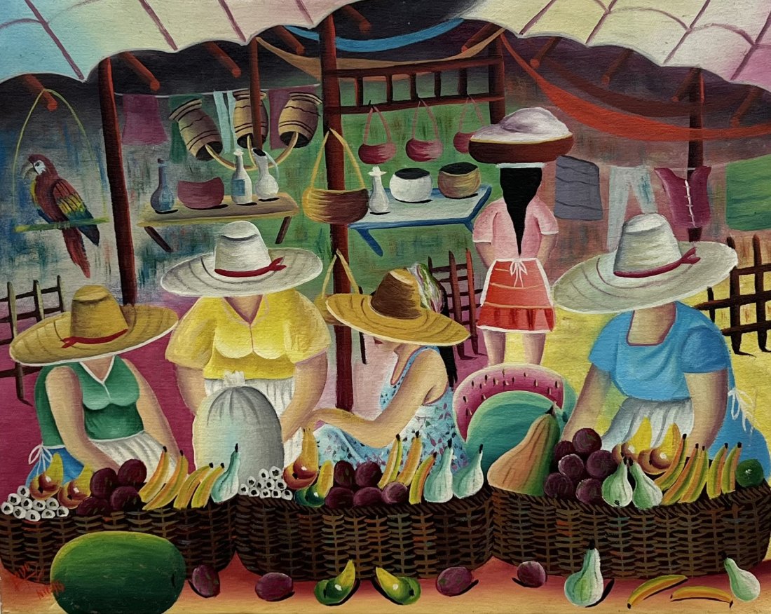 ROMAN LOPEZ (20th c, Nicaragua) Street Scene (1 of 3)