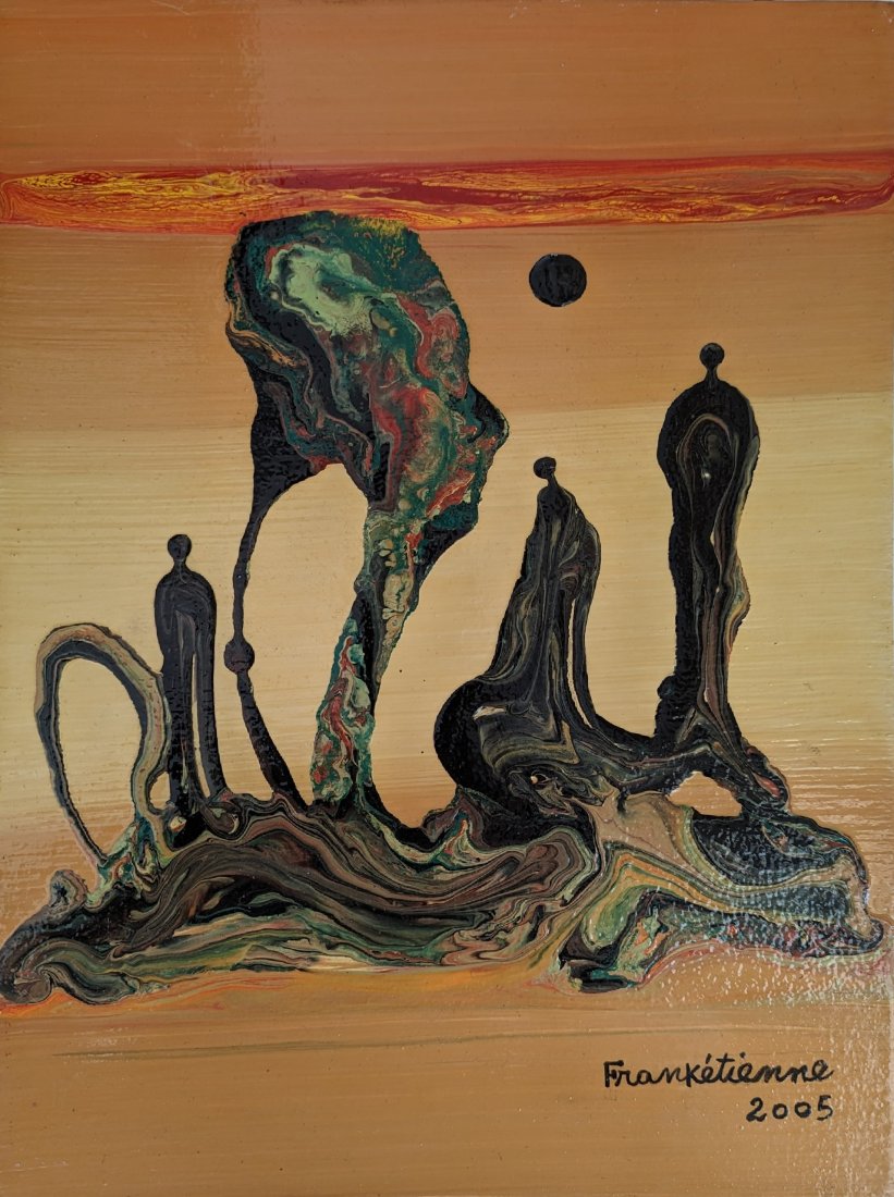 FRANK ETIENNE (b. 1936, Haiti) Surrealist: Acrylic on masonite 12 x 16 in