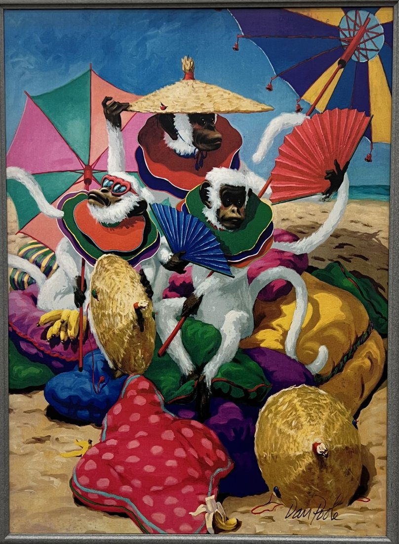 DAN POOLE (b. 1945, Florida) Giclee On Canvas Monkey Themed Hand Signed (1 of 3)