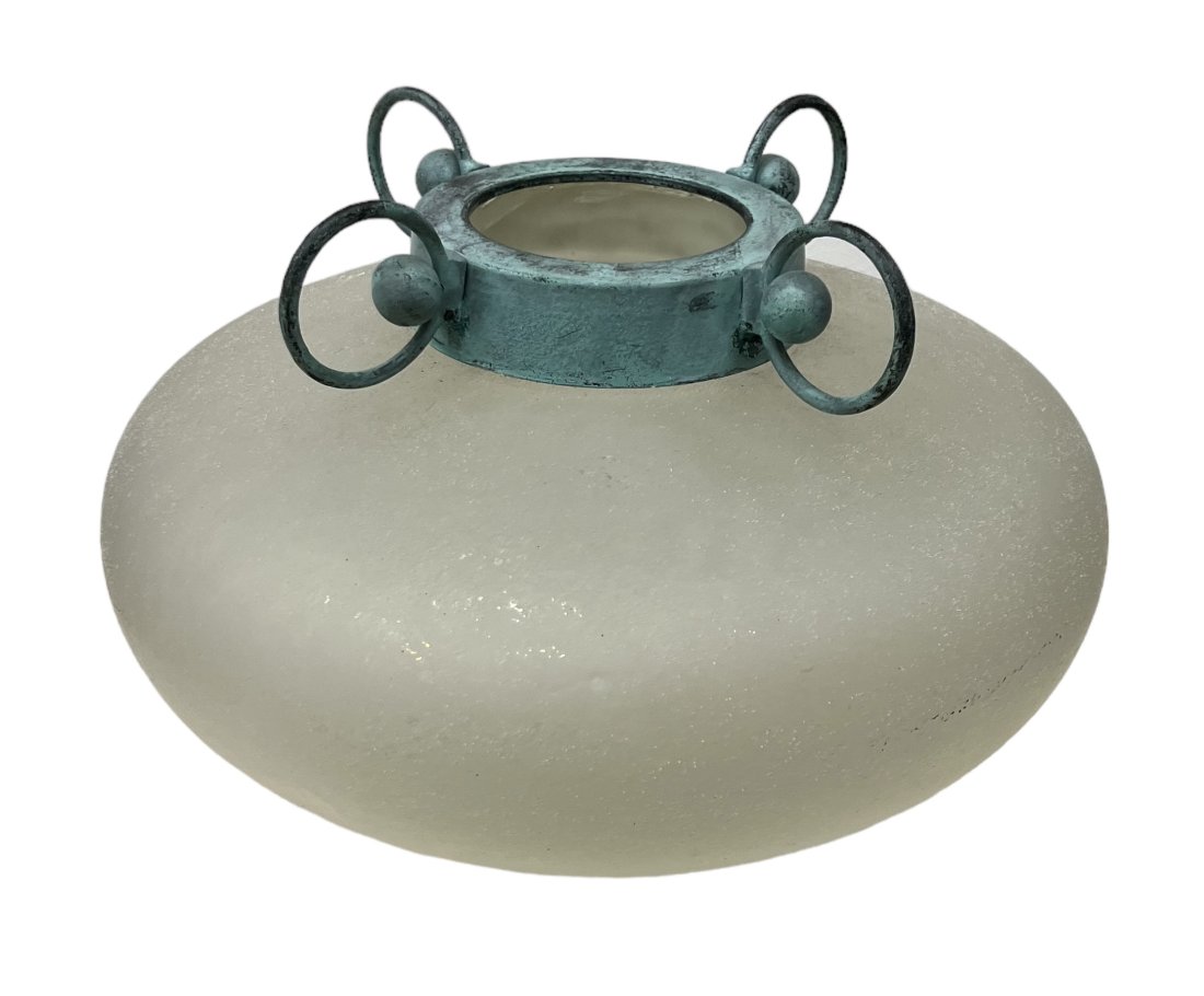 Modern Vintage Frosted Glass Vase: 15 x 12 in
