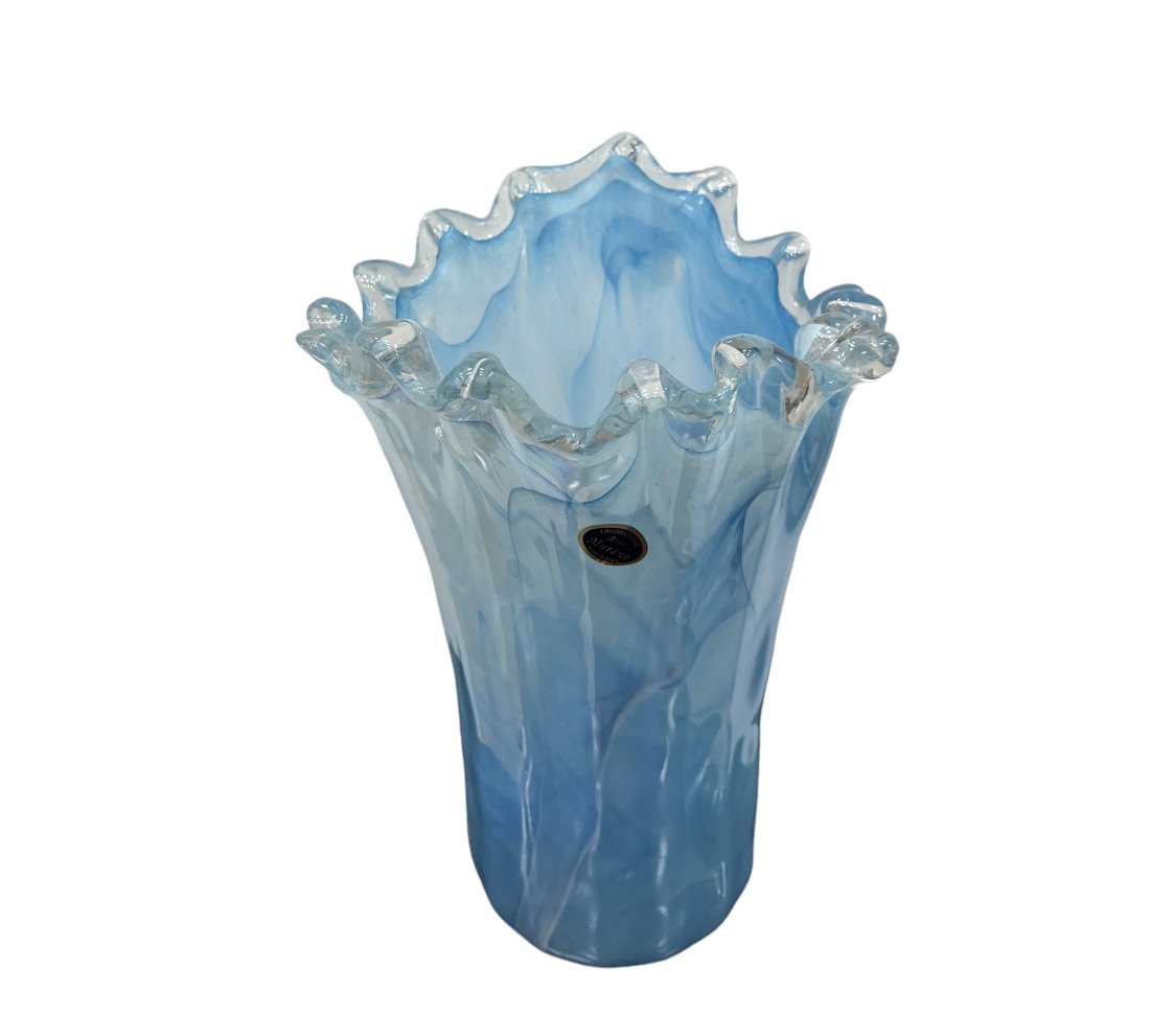 Vintage Blue Murano Glass Vase: 11 1/2 x 8 in