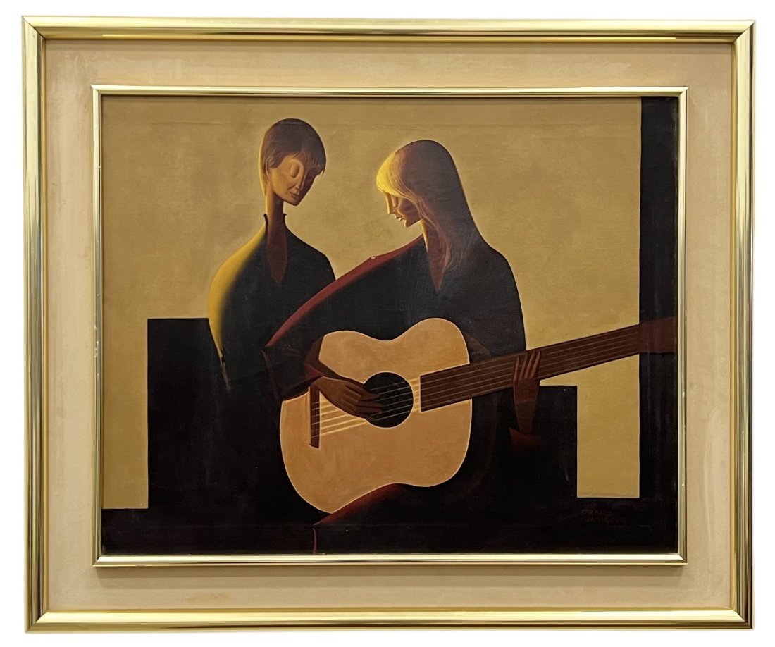 DRAGO IVANISEVIC (1907-1981, Croatia) Cubist Musicians: Oil on canvas 30 x 24 in, 38 x 32 in (framed)