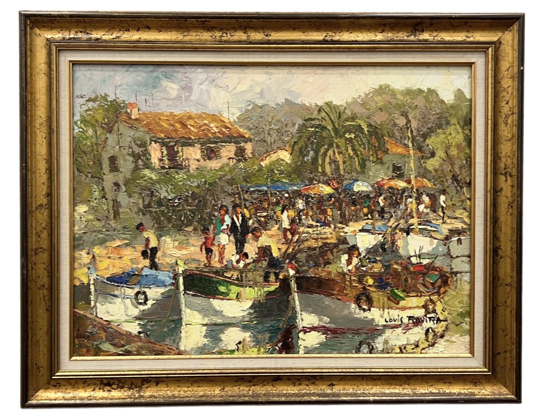 LOUIS ROVIRA (20th c, Spanish) Saint-Mandrier-sur-Mer, France: Oil on canvas 28 3/4 x 21 1/4 in, 35 x 27.5 in (framed)