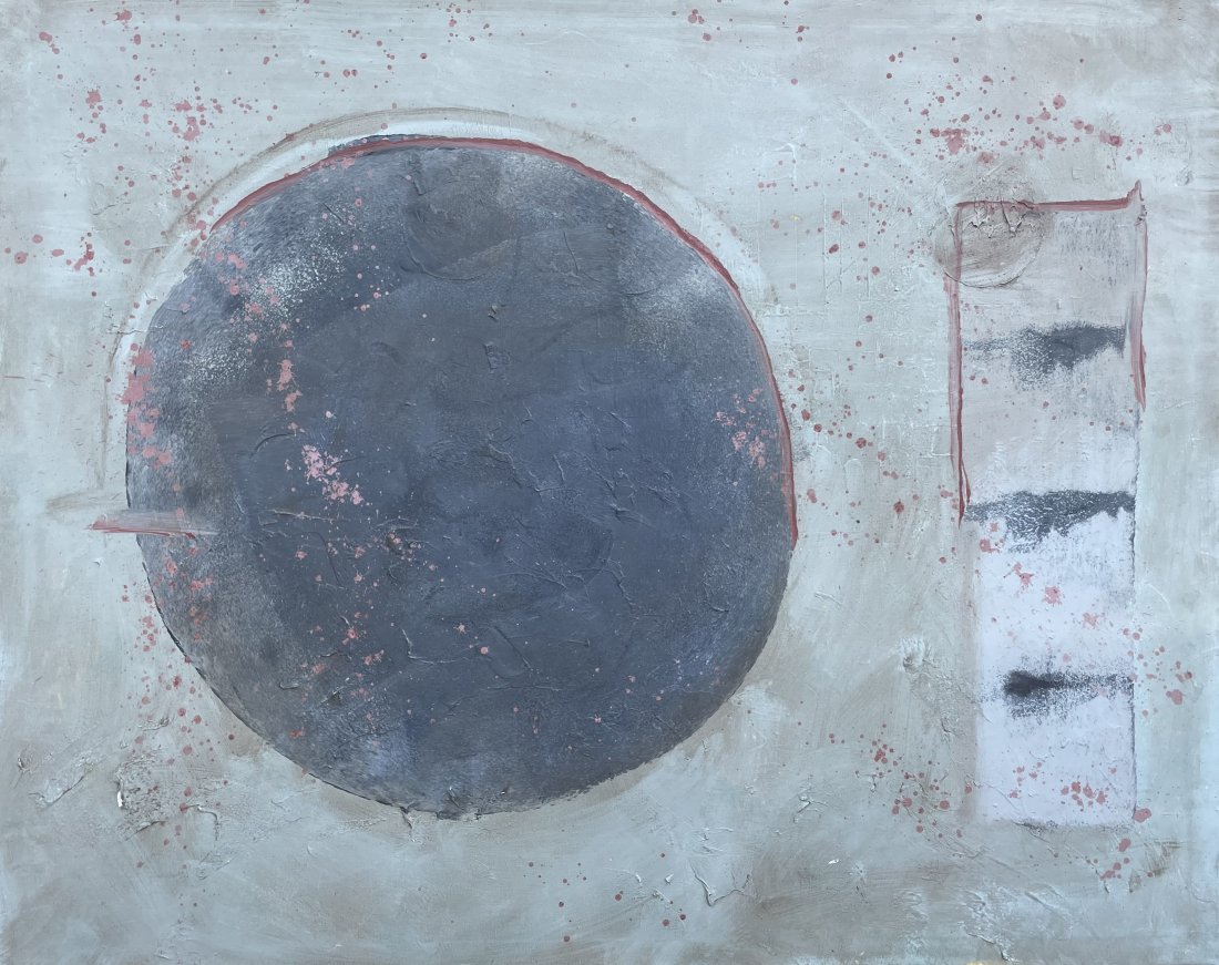 MARK DUMONT (20th c, American) Large 1950's Mid-Century Modern Abstract Painting: Oil on canvas 5' x 4'