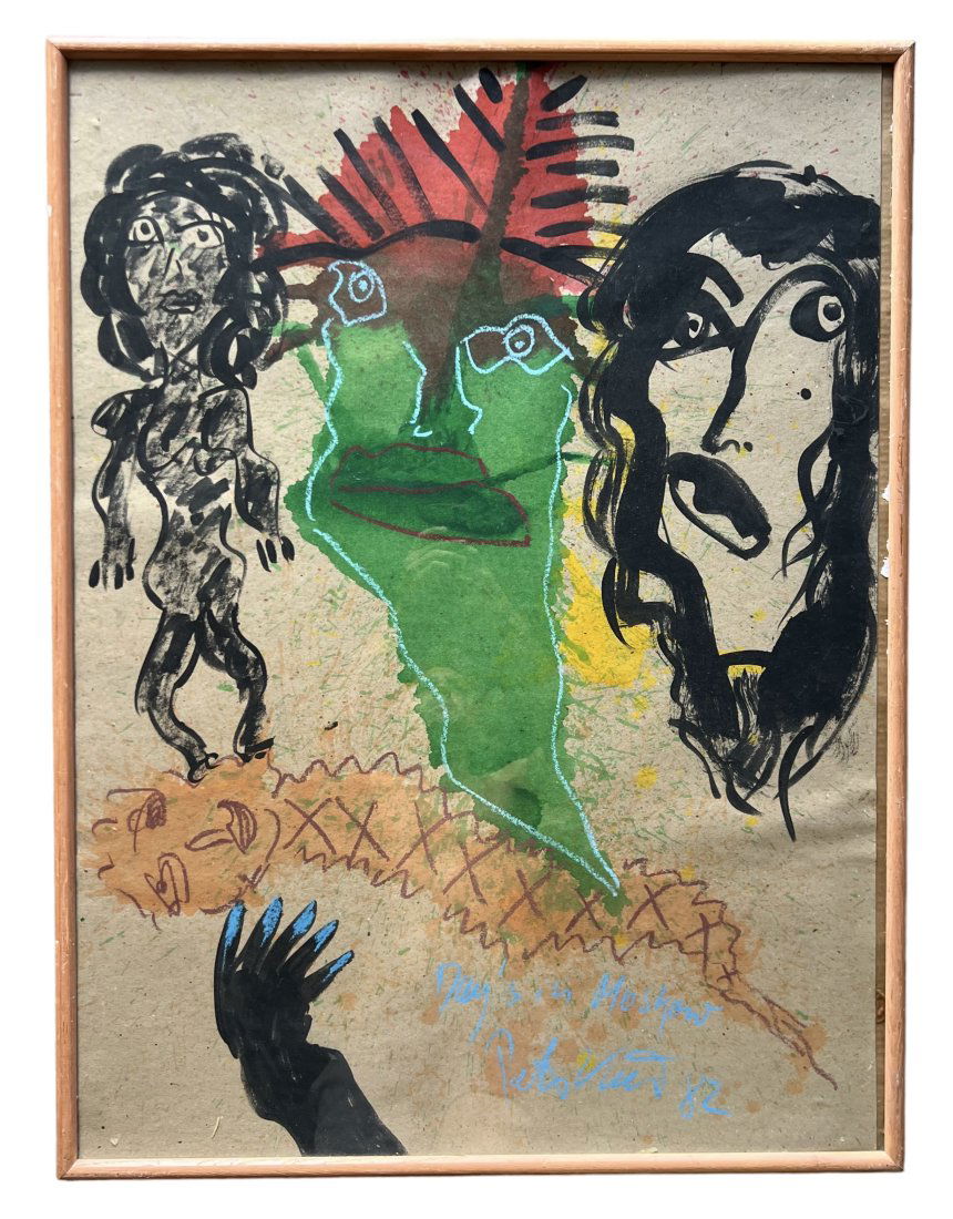 PETER KEIL (B. 1942, Germany) "Days In Moscow": Mixed media on paper 38.5 x 29 in (framed)