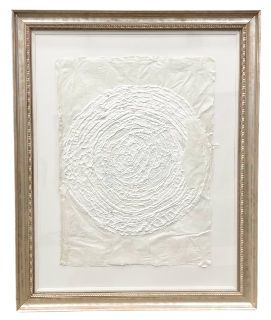SYLVIA SCHWARTZ (20th c, American) Monumental Minimalist Abstract: Mixed media on paper 41.5 x 31.5 in, 59 x 48 in (framed)