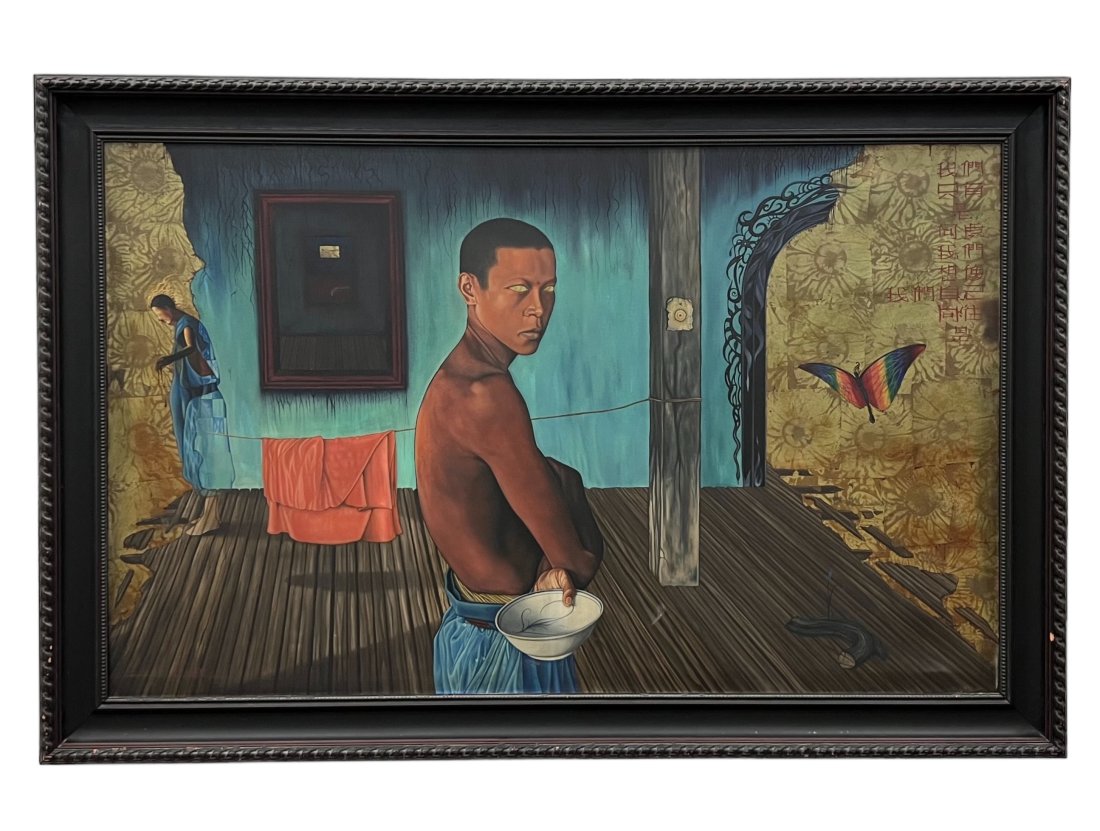 JAIME ADROVER (20th c, American) Dark Surrealism, Monumental Size (65.5 x 43.5 in): Oil on canvas 58 x 36 in, 65.5 x 43.5 in (framed)