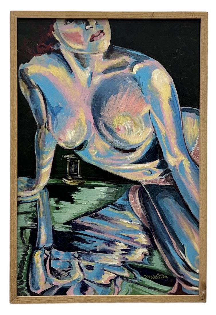 RONALD SEITLER (20th c, American) Nude Woman: Oil on board 31 x 21 in (framed)