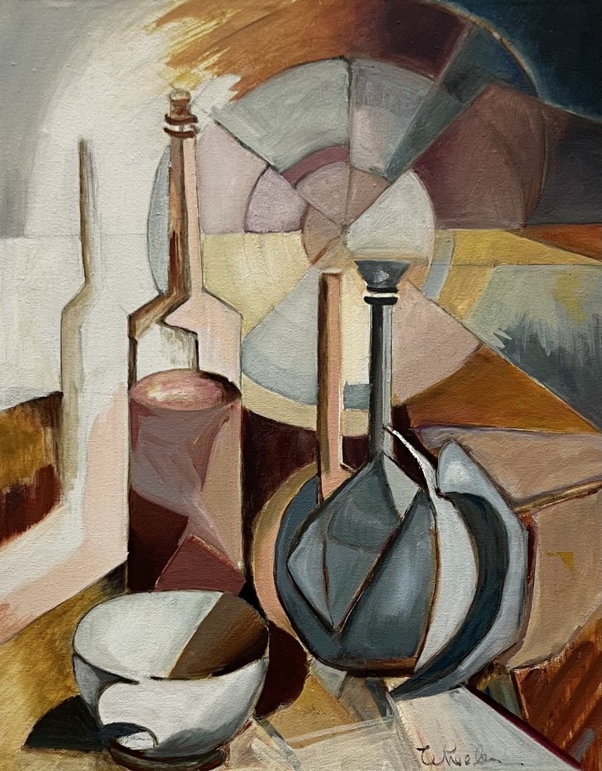 DORIS WHEELER (20th c, African American) Cubist Still Life, Florida Artist: Oil on canvas 20 x 16 in