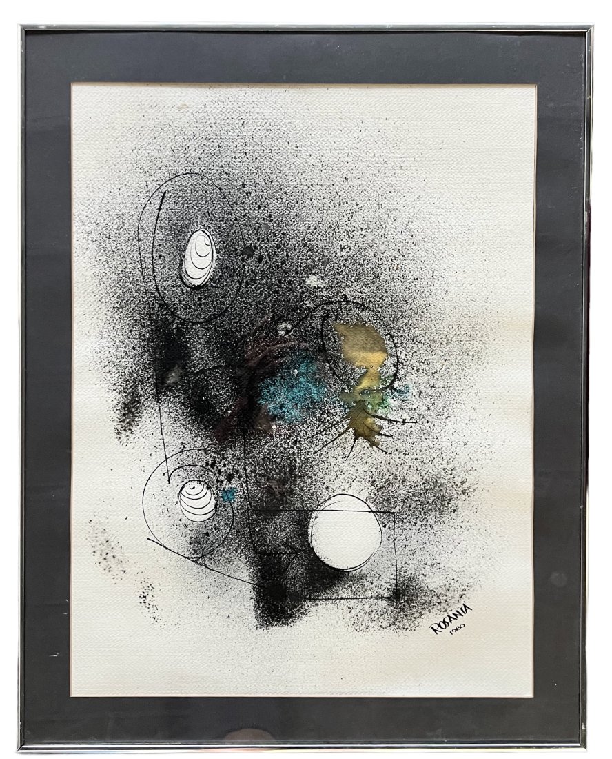 GUSTAVO ROSANIA (1927-2009, Panama) Abstract: Mixed media on paper 23 x 17.5 in, 27.5 x 21.5 in (framed)