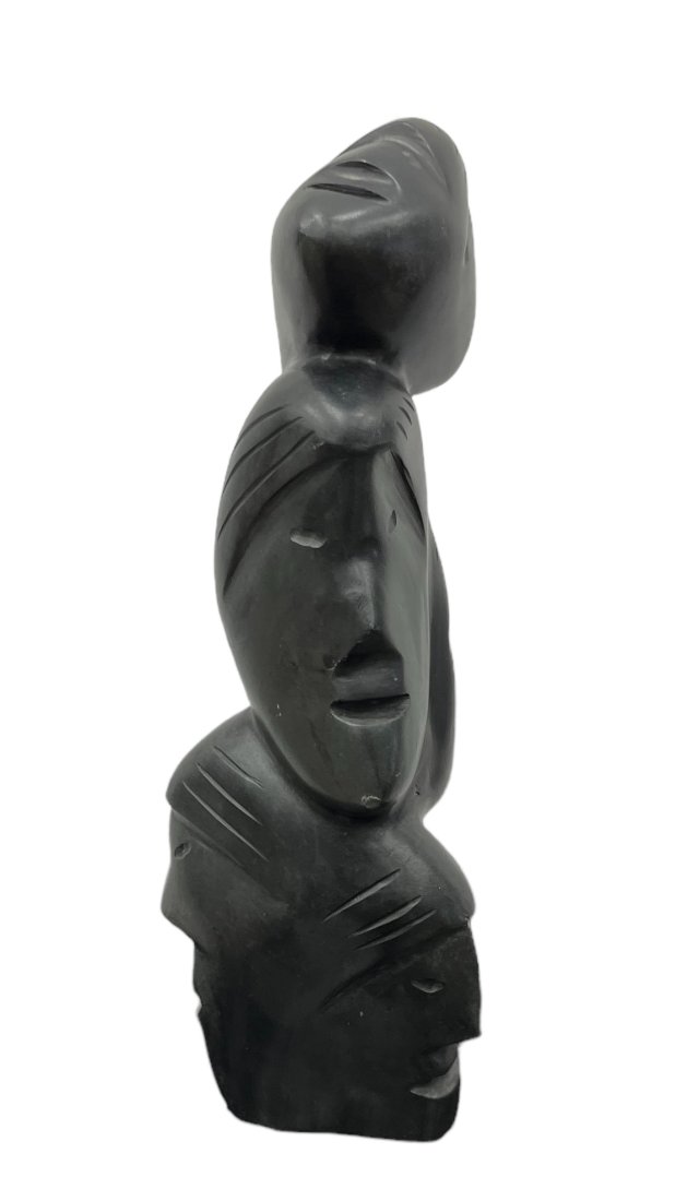 Inuit Baker Lake Stone Totem Faces Sculpture: 12.5 x 4 x 3 in