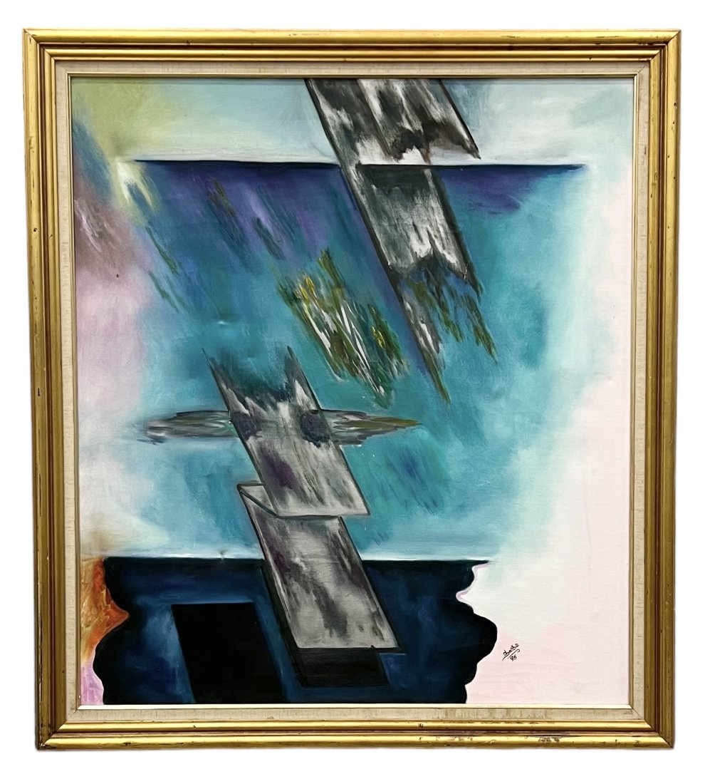 SANTIAGO SOSA (20th c. Dominican Republic) Large Abstract, Santo Domingo Artist 1995: Oil on canvas 45 x 40 in, 51 x 46 in (framed)